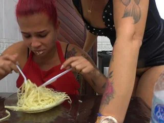 NewScatinBrazil – Scat Spaghetti – Nicole And Valeria screenshot 1