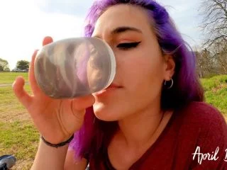 AprilBigAss – Drinking Pee Public Street screenshot 1