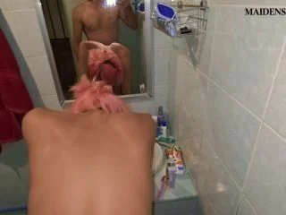 A Casus In A Public Bathroom – Couple Pisses On Each Other And Fucks screenshot 3