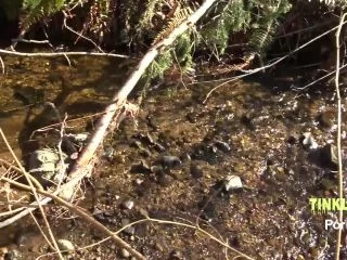 Tinkle Girl Goes Forest Hiking Spreads Fingers Pussy Pisses In Creek screenshot 3
