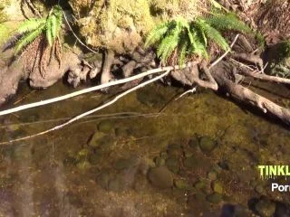 Tinkle Girl Goes Forest Hiking Spreads Fingers Pussy Pisses In Creek screenshot 4