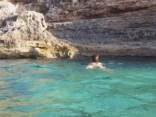 Totaly Naked PEE On NUDIST Beach Nudism On The Rocky Beach Outside City screenshot 2