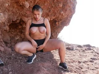 IndicaMonroe – Pissing Lactating Mountainside In Public screenshot 2