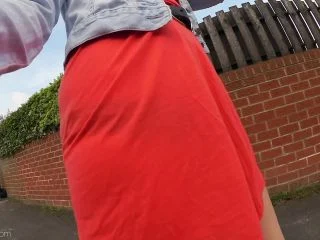 Faye Taylor – Summer Dress Peeing In The Road screenshot 4