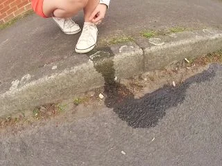 Faye Taylor – Summer Dress Peeing In The Road screenshot 5