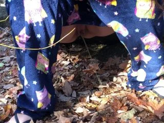 Wife Pissing Outside In The Leaves screenshot 3