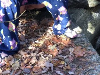 Wife Pissing Outside In The Leaves screenshot 5