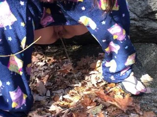 Wife Pissing Outside In The Leaves screenshot 7