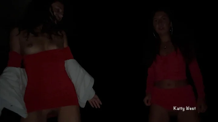 Two Girls Pissing On A Public Promenade On The Beach