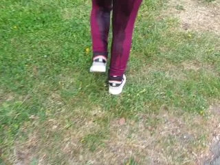 Public Wetting And Spending A Whole Day In Wet Leggings screenshot 4