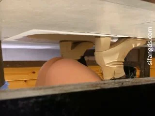Girl In Short Boots Playing On Her Phone screenshot 1