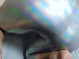 CassieScat – Shiny Disco Leggings Get Filled Smeared By Cassie screenshot 4