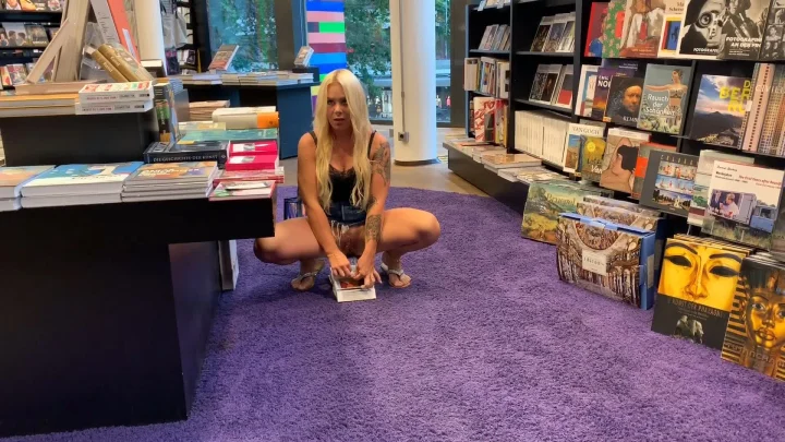 Sophie In The Bookshop For Book Refining – I Have To Piss Everywhere