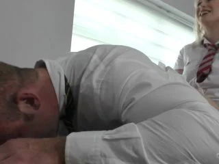 SCHOOL WIMP GETS STRAP ON FUCKED screenshot 4