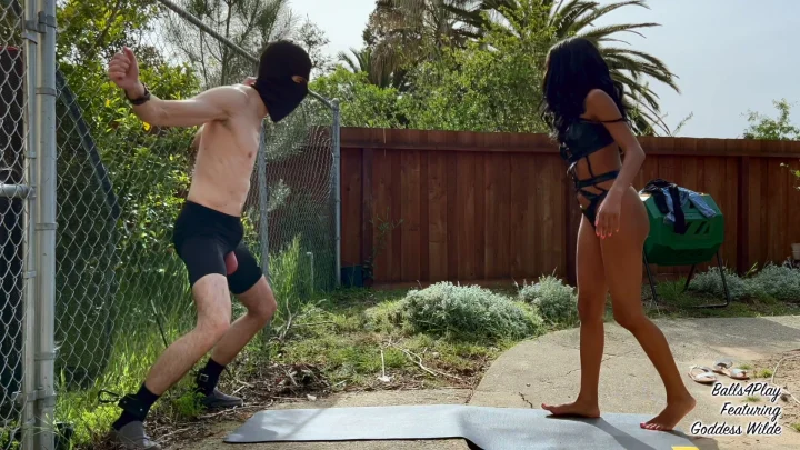 Goddess Wilde – Balls4play – Chained Backyard Slave
